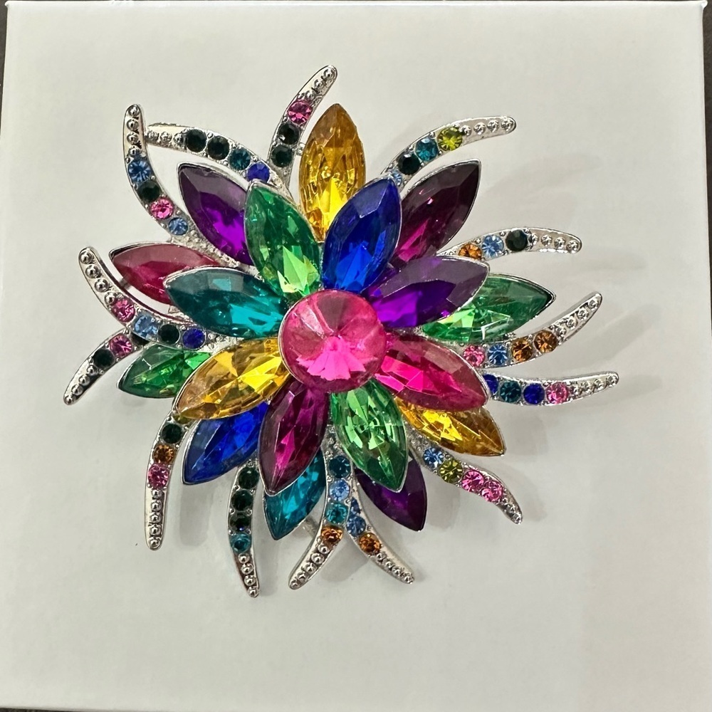 Womens Collar Flower Brooch Crystal Brooch Multicolor Fashion Jewelry